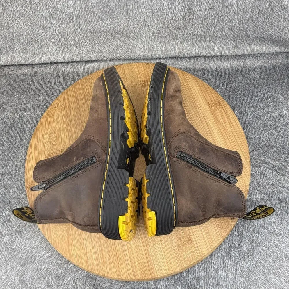 Dr. Martens 2976 J Boots Boys Size 1 Brown Leather Chelsea Zip Lined Ankle